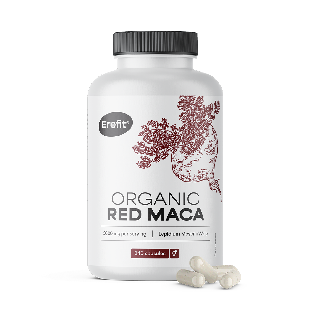 BIO Maca rouge 3000 mg avec vitamine C naturelle.