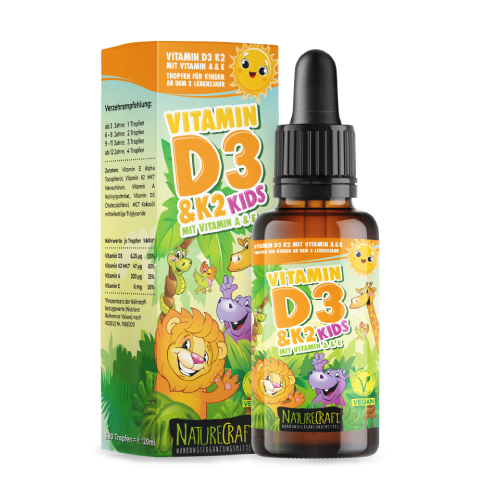 Vitamines véganes D3 + K2 en gouttes - pour enfants