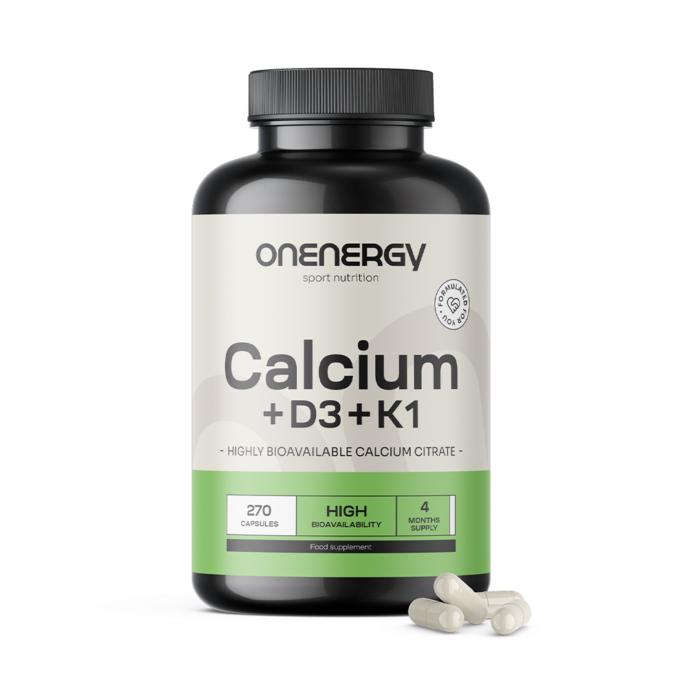 Calcium + Vitamin D3 + Vitamin K1 pour des os en bonne santé.